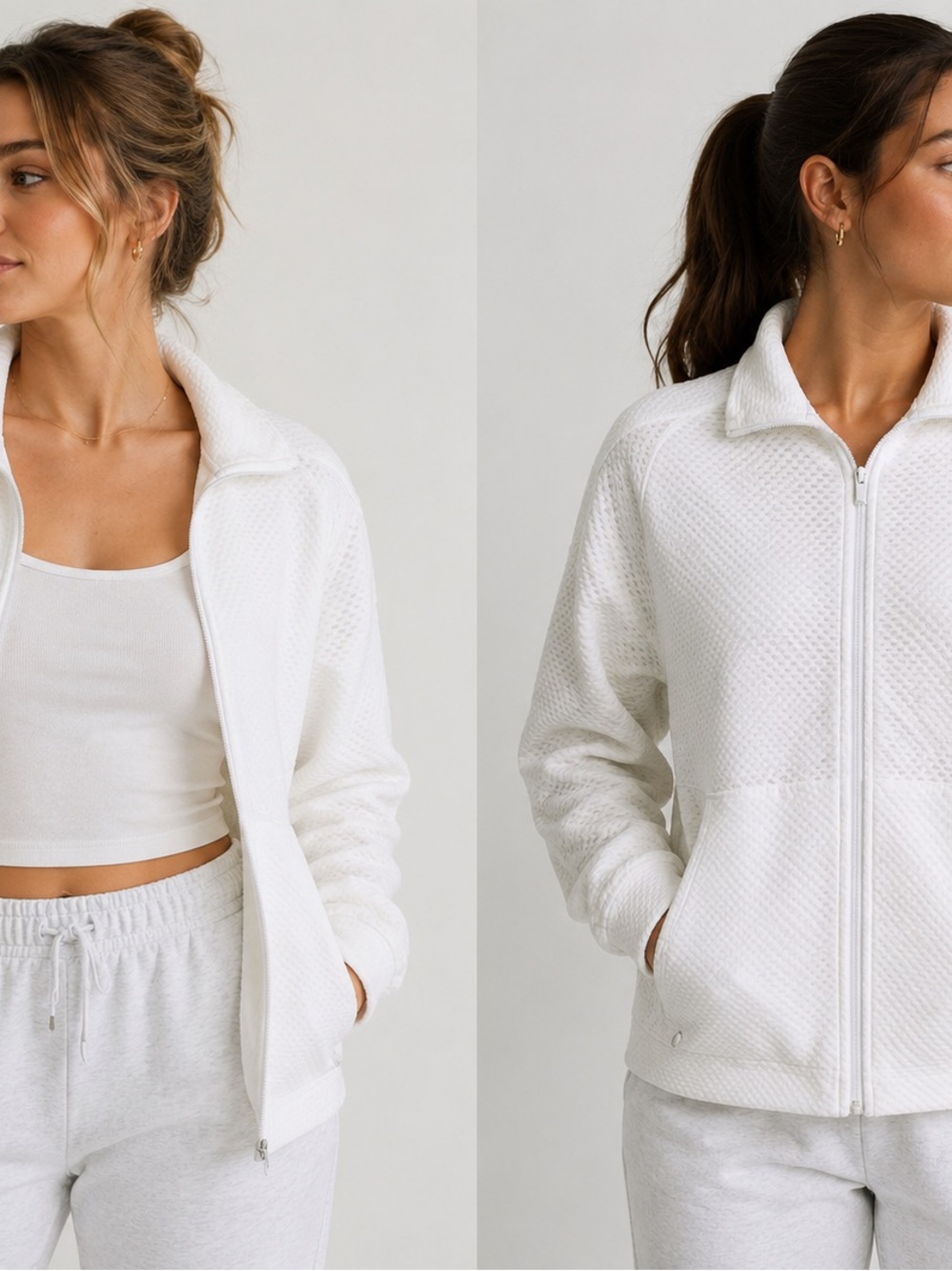 Tommy Bahama White Textured Zip-Up Jacket